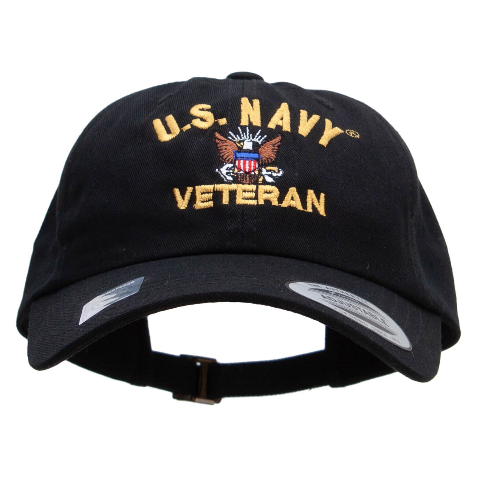 Licensed United States Navy Veterans Unstructured Low Profile 6 panel Cotton Cap - Black OSFM