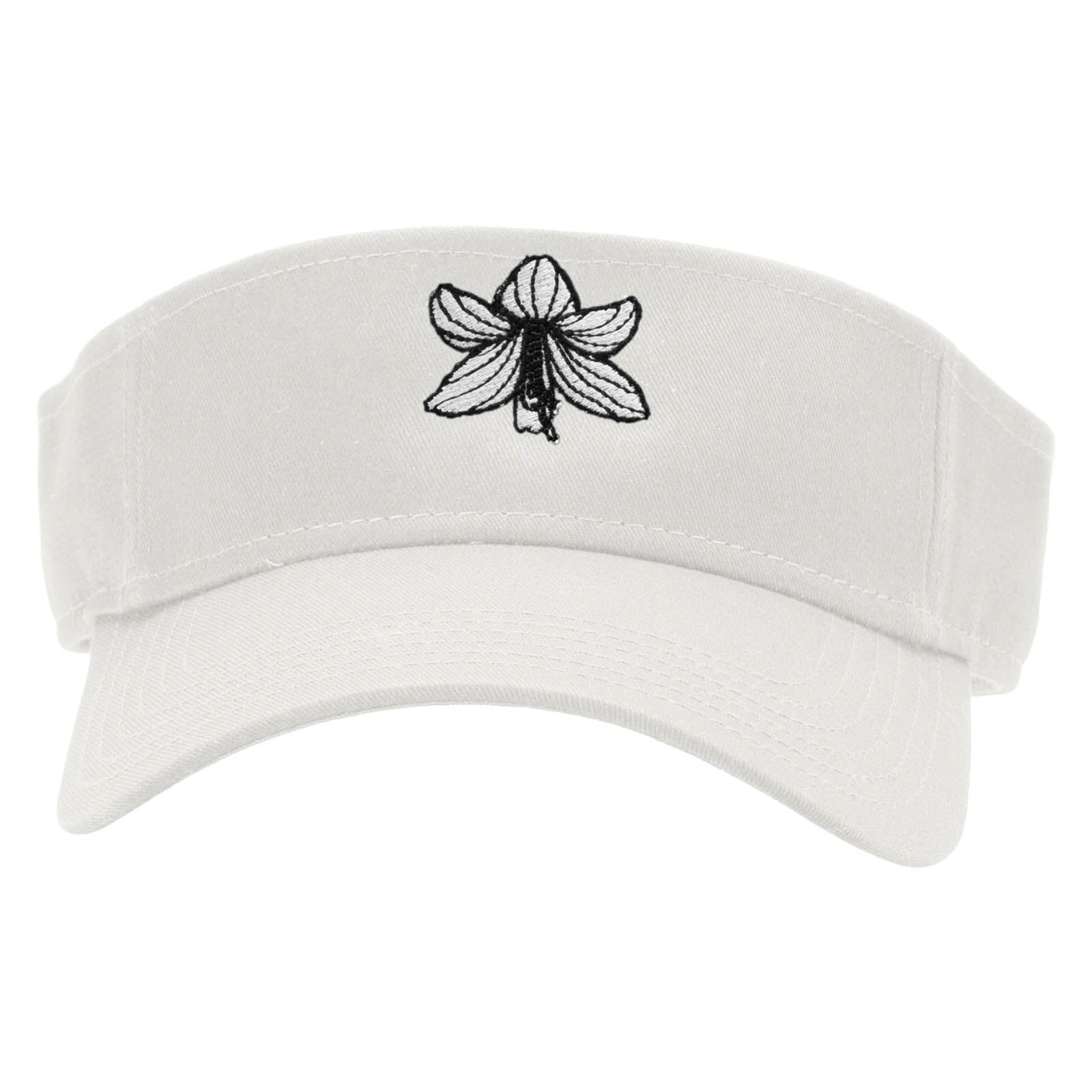 Amaryllis Embroidered Cotton Twill Sun Visor - White OSFM