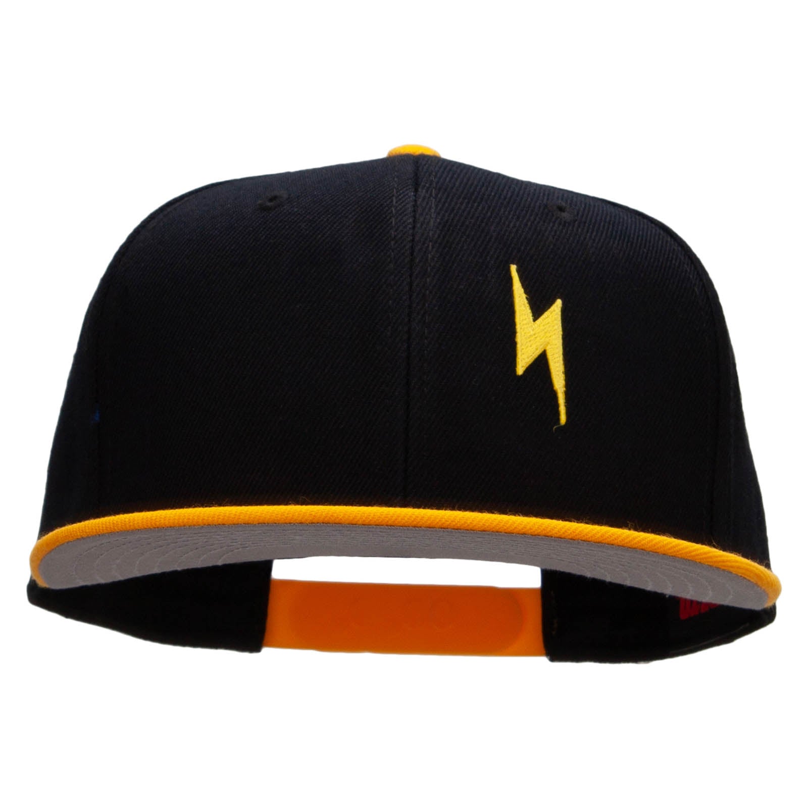 Yellow Lighting Bolt Patched Wool Blend Pro Style 2 Tone Snapback - Gold Black OSFM