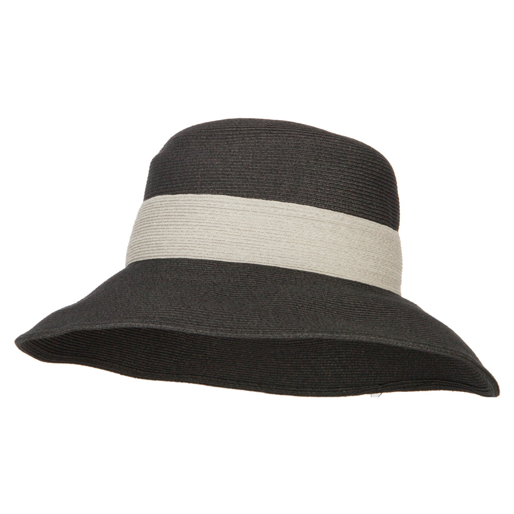 Women&#039;s Paper Braid Wide Brim Dressy Hat - Black Grey OSFM