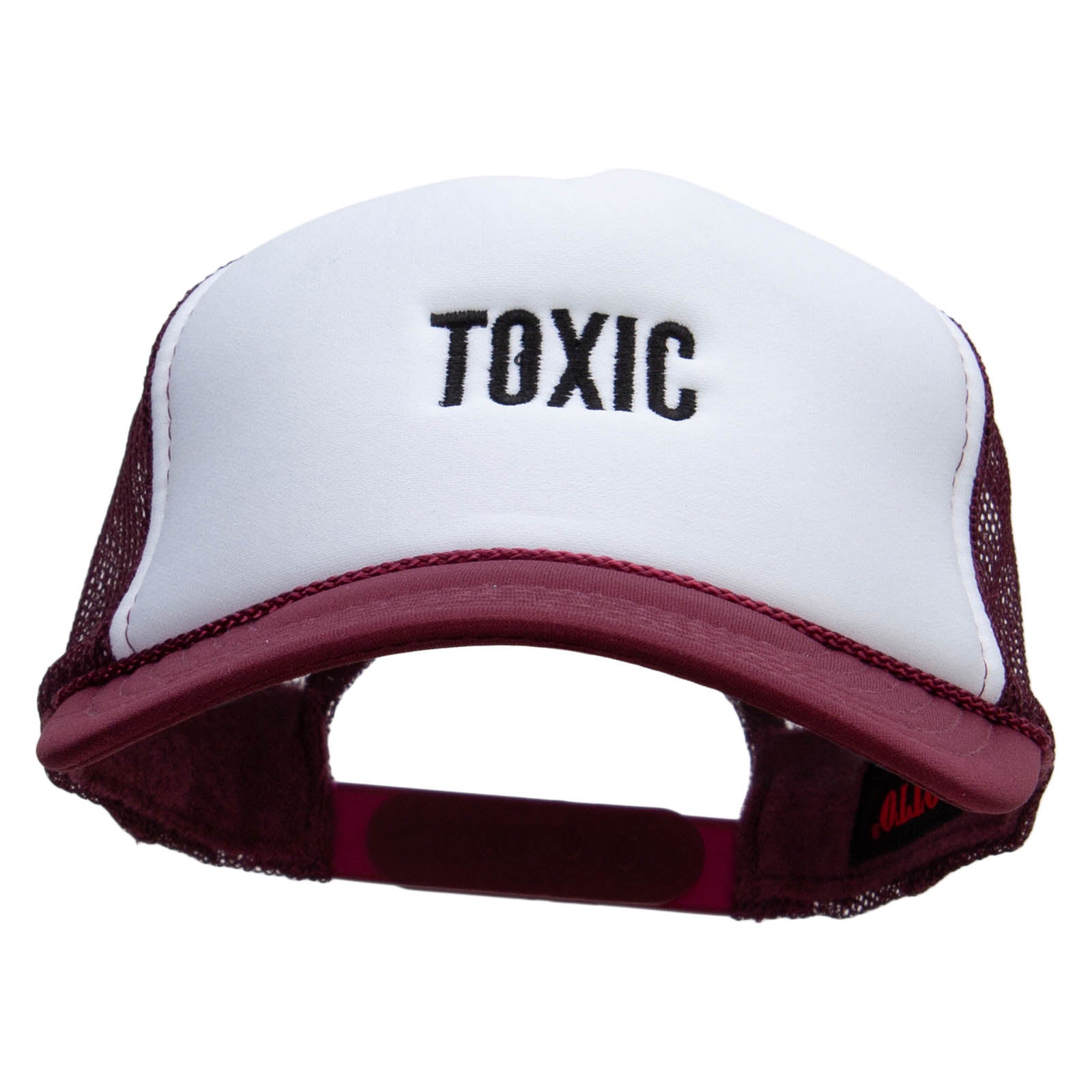 Toxic Embroidered Foam Panel Mesh Snapback - Maroon White OSFM