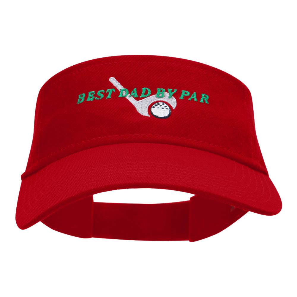 Best Dad By Par Embroidered Cotton Twill Visor - Red OSFM