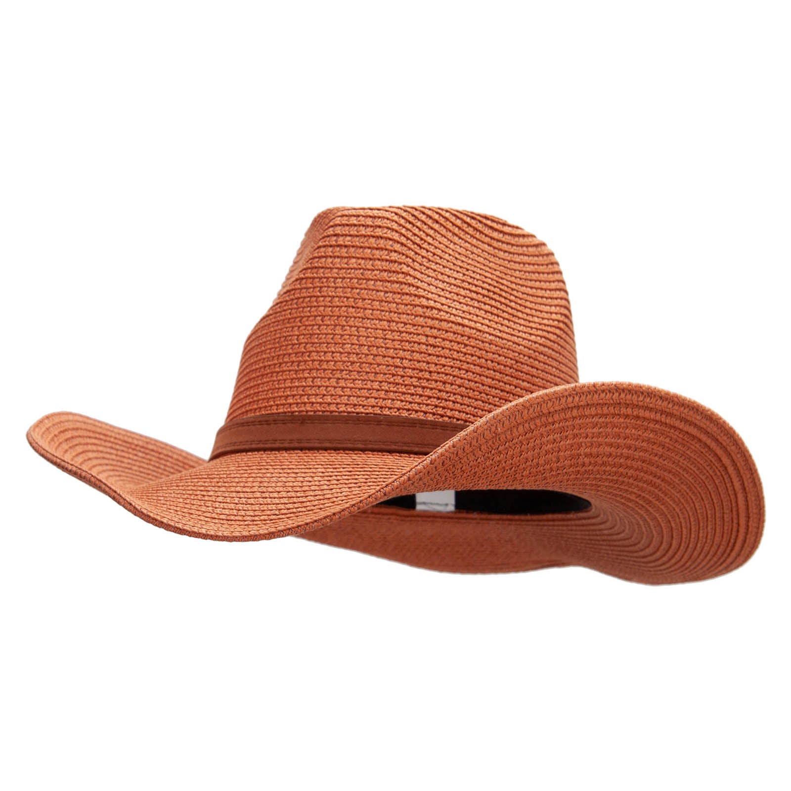 Women&#039;s Paper Braid Decortive Crown Cowboy Hat - Rust OSFM