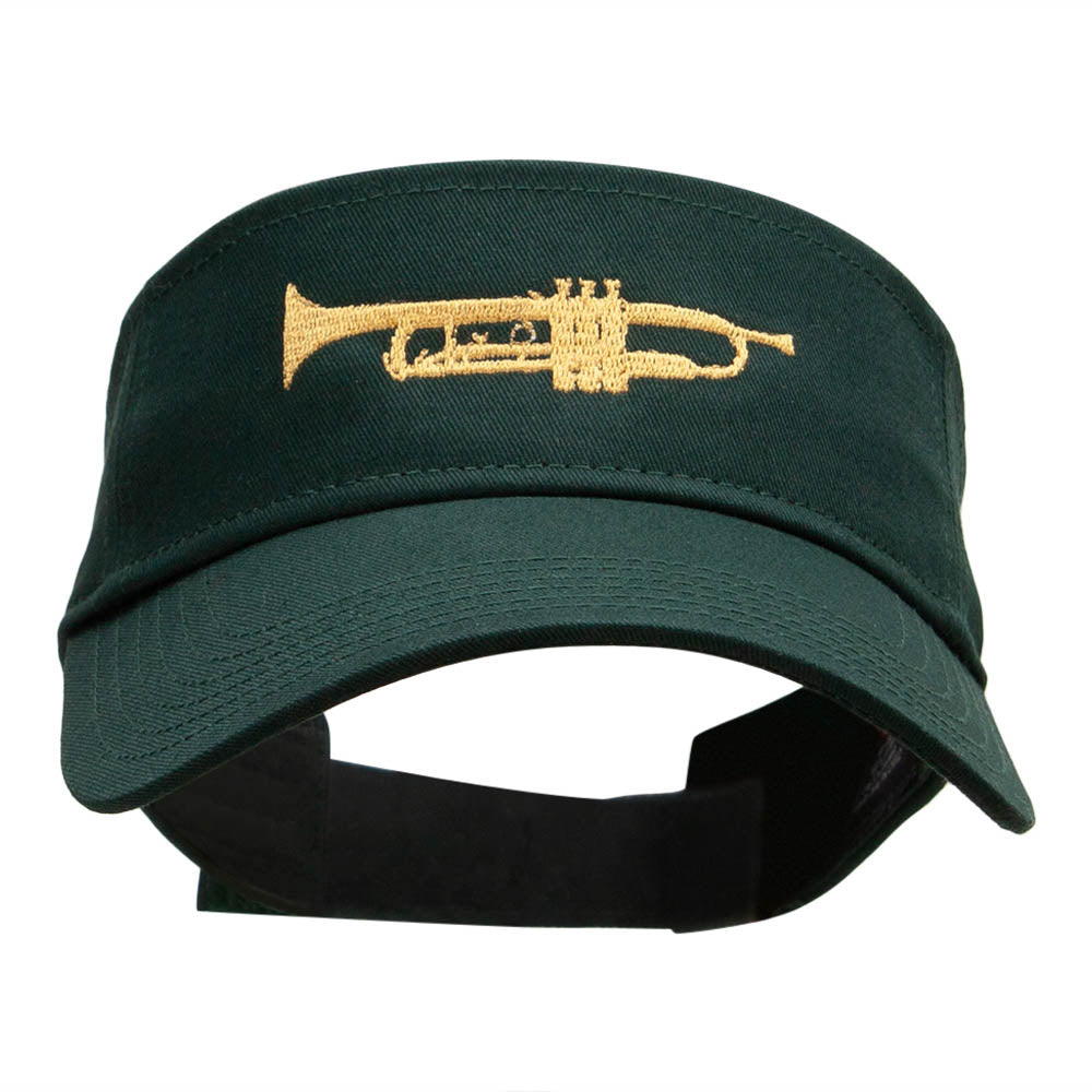 Trumpet Embroidered Cotton Twill Visor - Dark Green OSFM