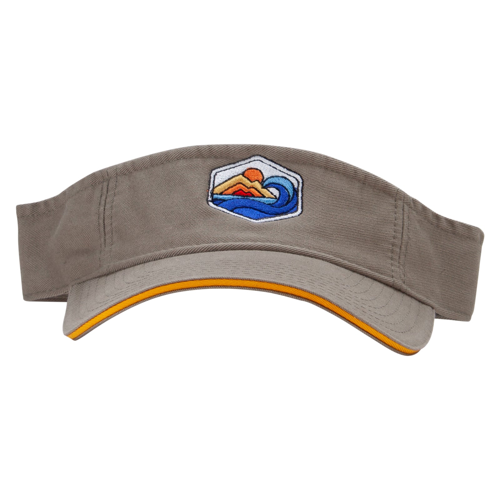 Mountain Waves Embroidered Pro Style Cotton Twill Washed Visor - Olive Gold OSFM