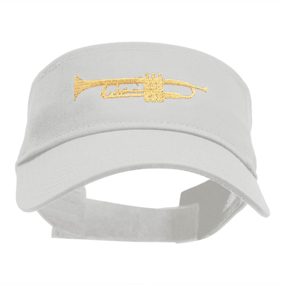 Trumpet Embroidered Cotton Twill Visor - White OSFM