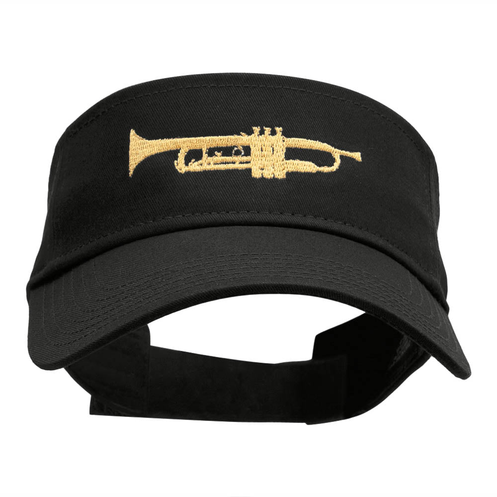 Trumpet Embroidered Cotton Twill Visor - Black OSFM