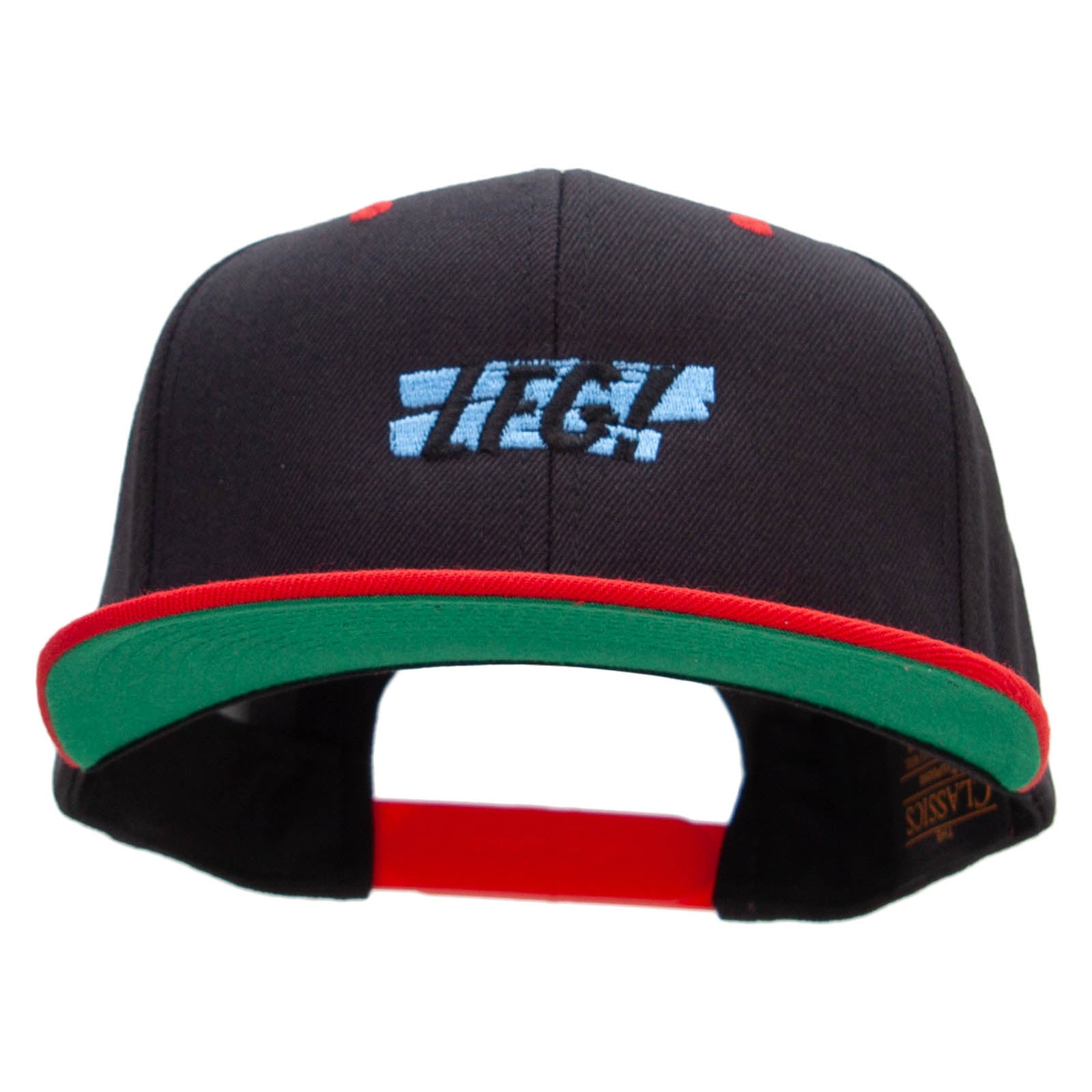 LFG Embroidered Wool Blend 2 Tone Classic Snapback - Black Red OSFM