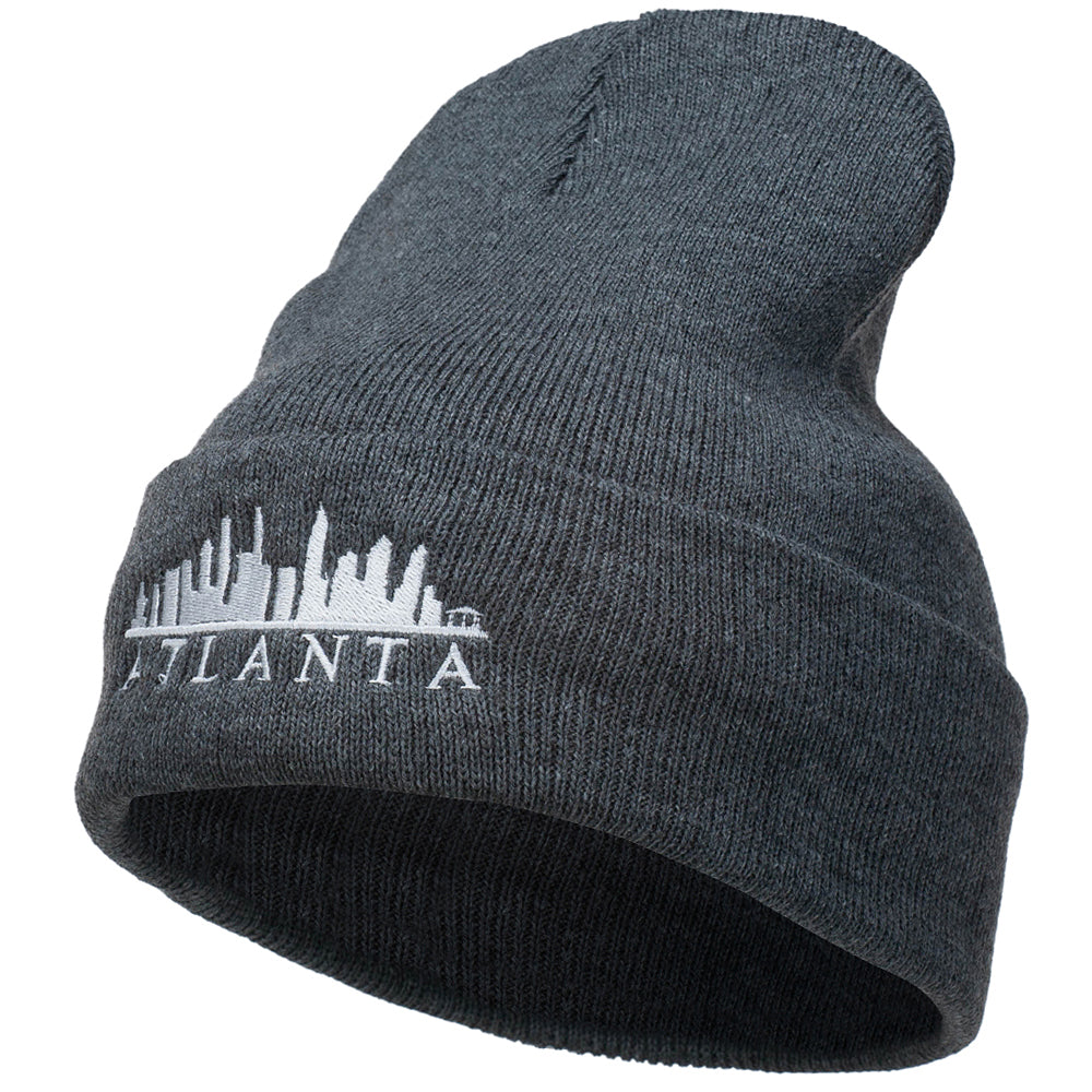 Atlanta Skyline Embroidered Cuffed Long Beanie - Dk Grey OSFM