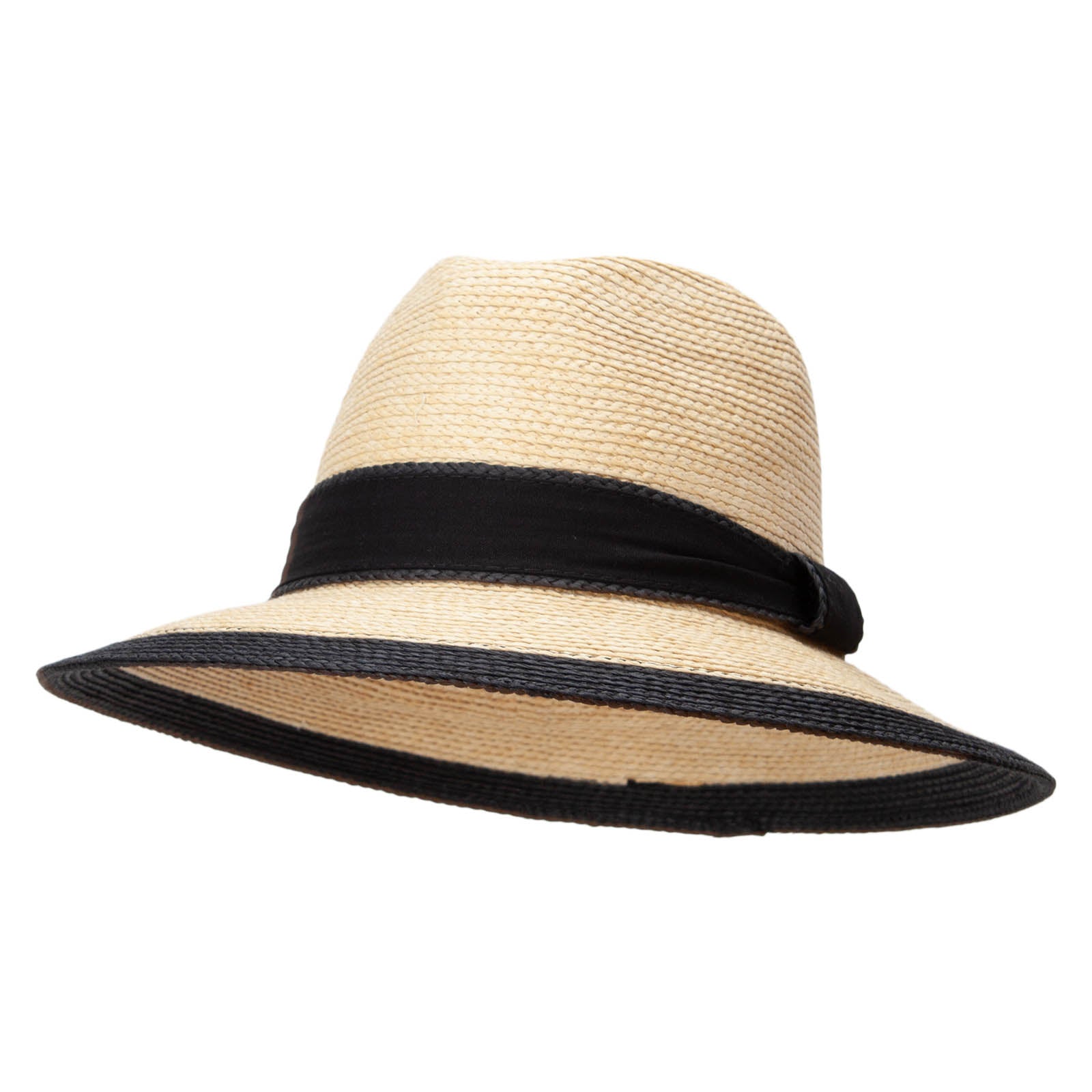 Women&#039;s Colored Brim Fedora - Black OSFM