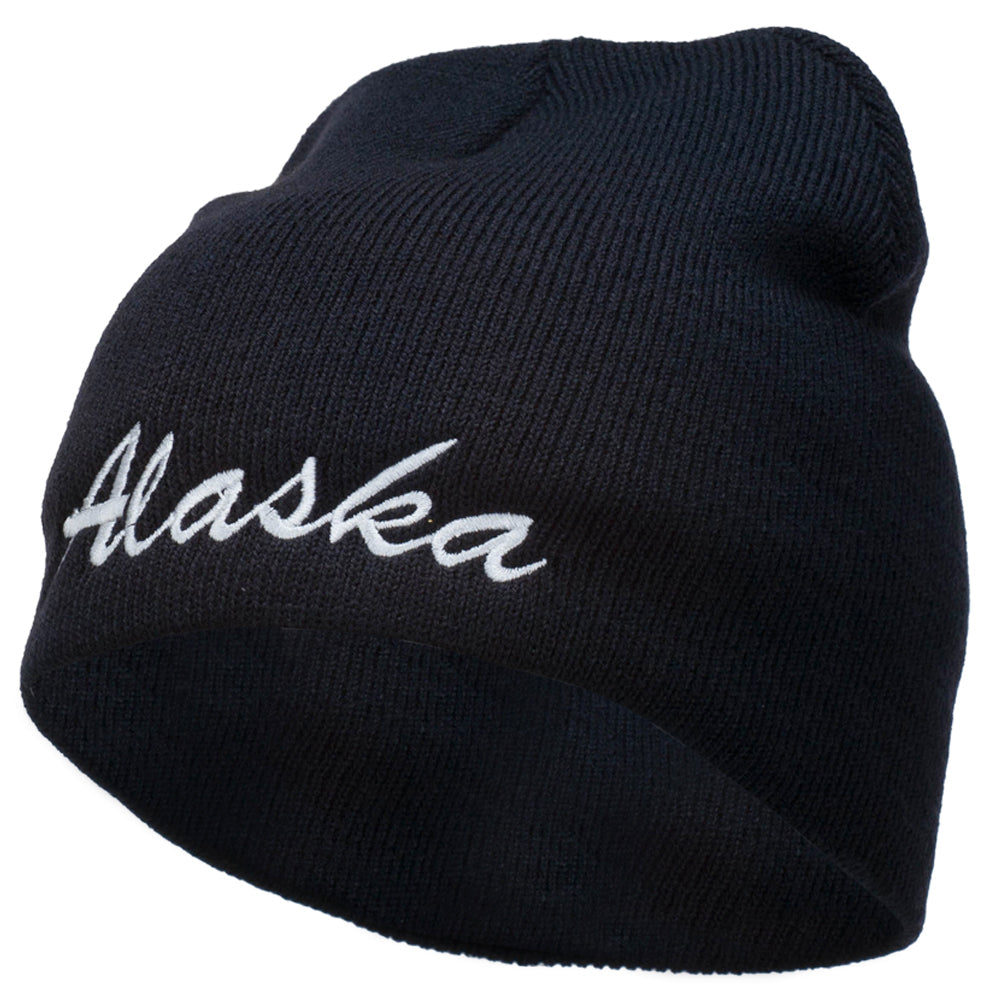 Alaska Embroidered Short Beanie - Black OSFM