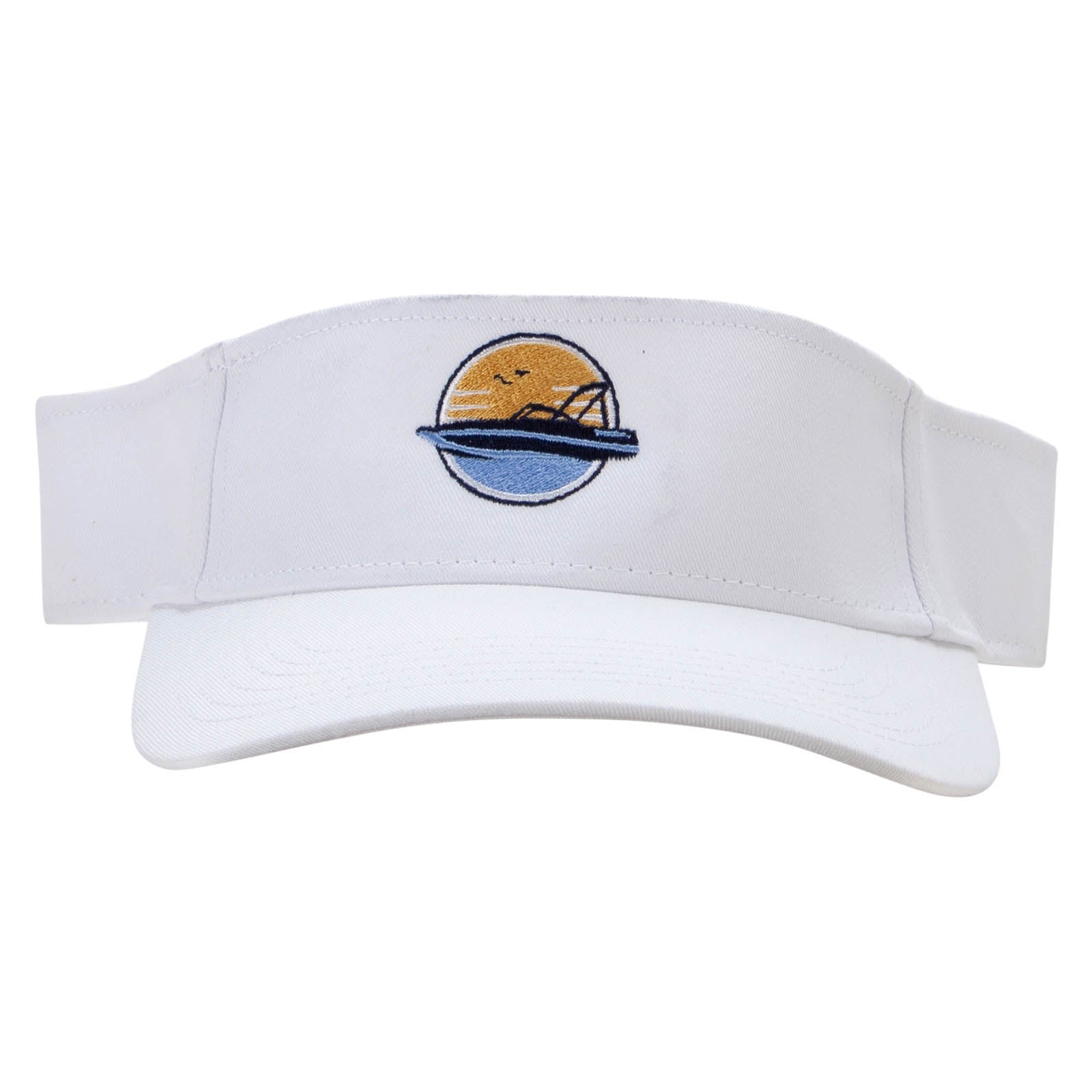 Perfect Boat Day Embroidered Cotton Twill Sun Visor - White OSFM