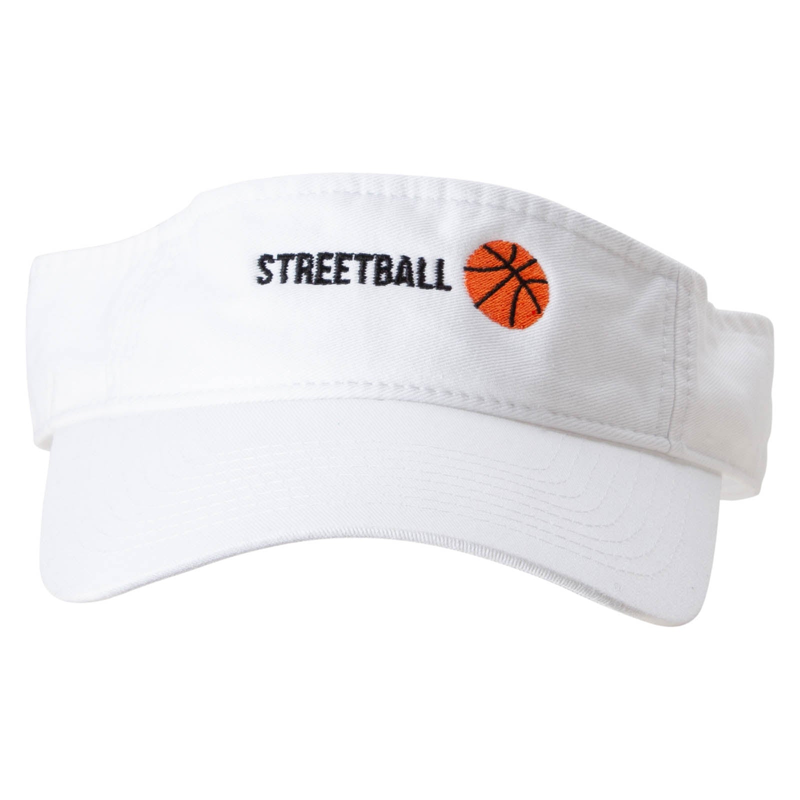 Streetball Embroidered Pro Style Cotton Twill Washed Visor - White OSFM