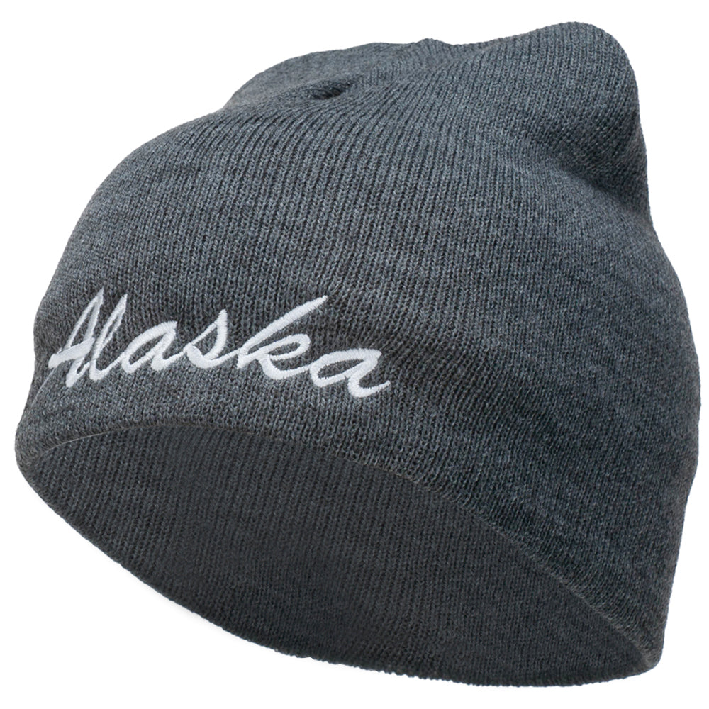 Alaska Embroidered Short Beanie - Dk Grey OSFM