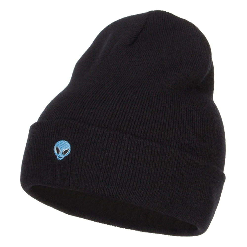 Mini Alien Embroidered Long Beanie - Black OSFM