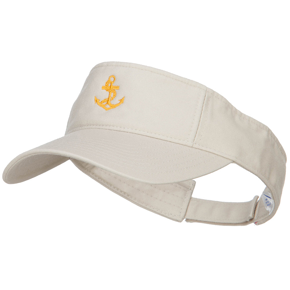 Anchor Logo Embroidered Cotton Washed Visor - Stone OSFM