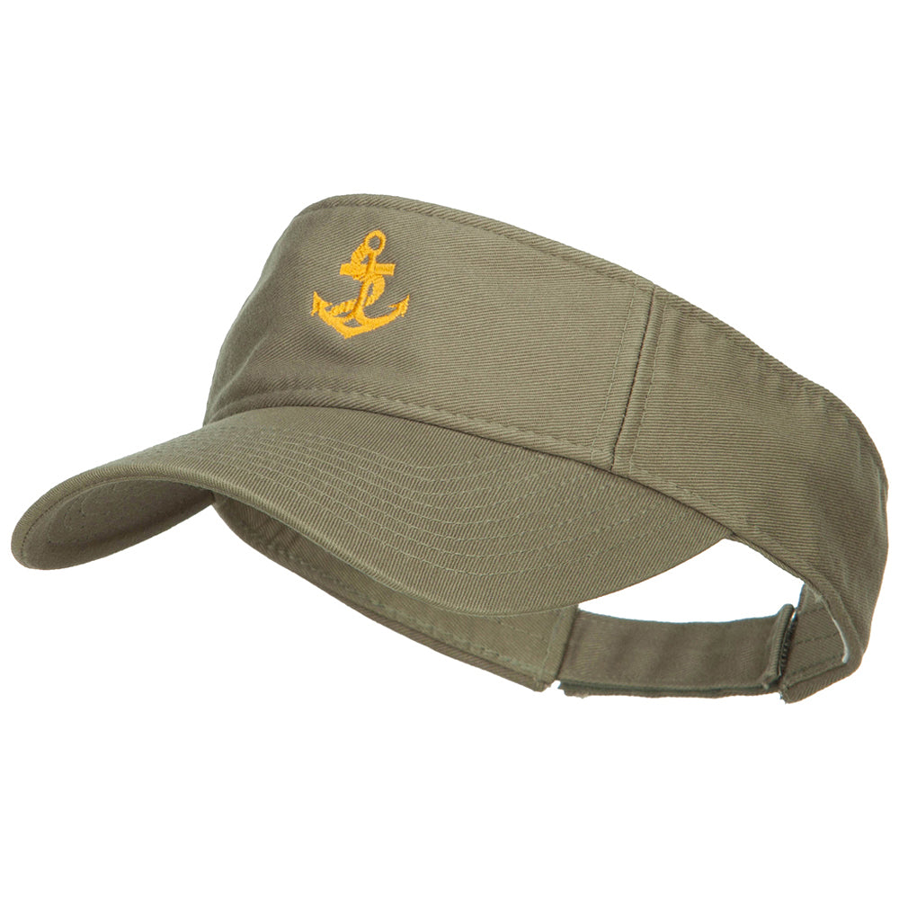 Anchor Logo Embroidered Cotton Washed Visor - Olive OSFM