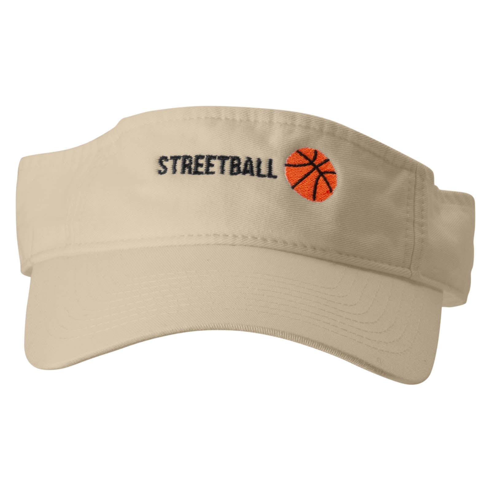 Streetball Embroidered Pro Style Cotton Twill Washed Visor - Khaki OSFM