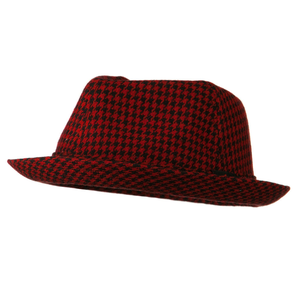 Boys Acrylic Blend Mini Herringbone Fedora - Red Black OSFM