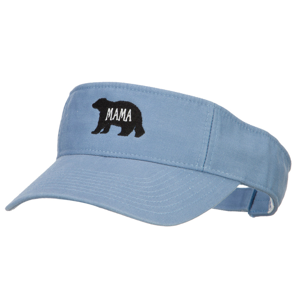 Mama Bear Embroidered Pro Style Cotton Washed Visor - Blue OSFM