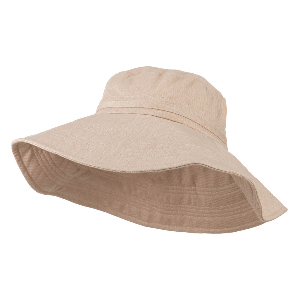 Big Size Ladies Linen Wide Brim Hat - Peach 2XL