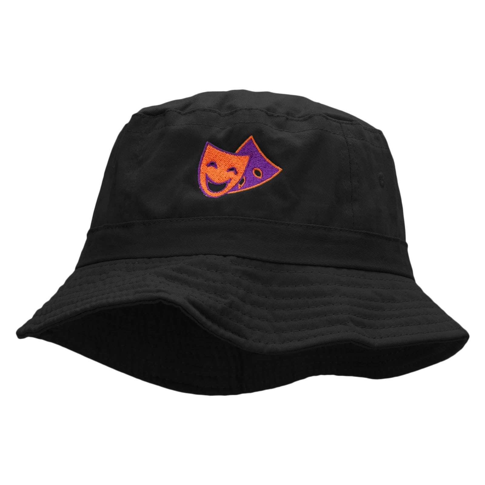 2 Face Embroidered Bucket Hat - Black OSFM