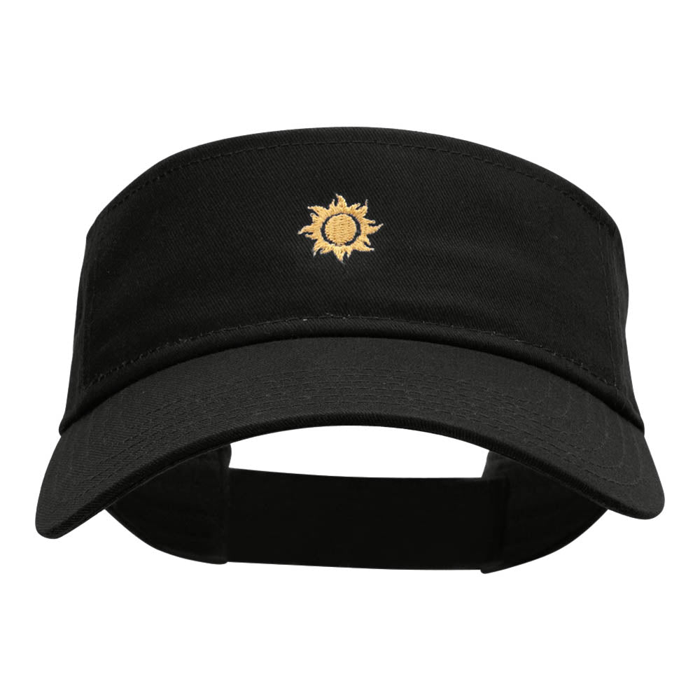 Mini Tribal Sun Embroidered Cotton Twill Visor - Black OSFM