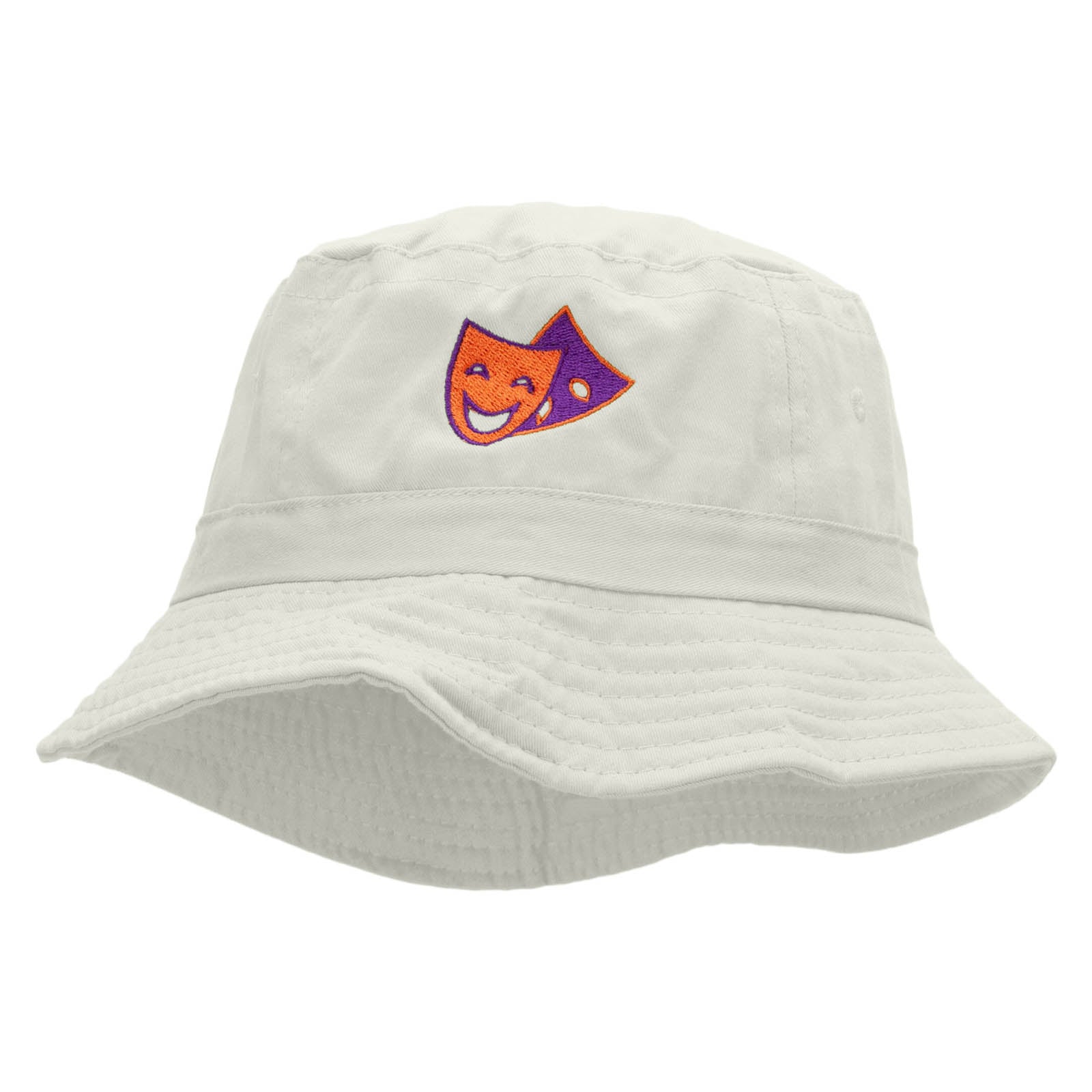 2 Face Embroidered Bucket Hat - White OSFM