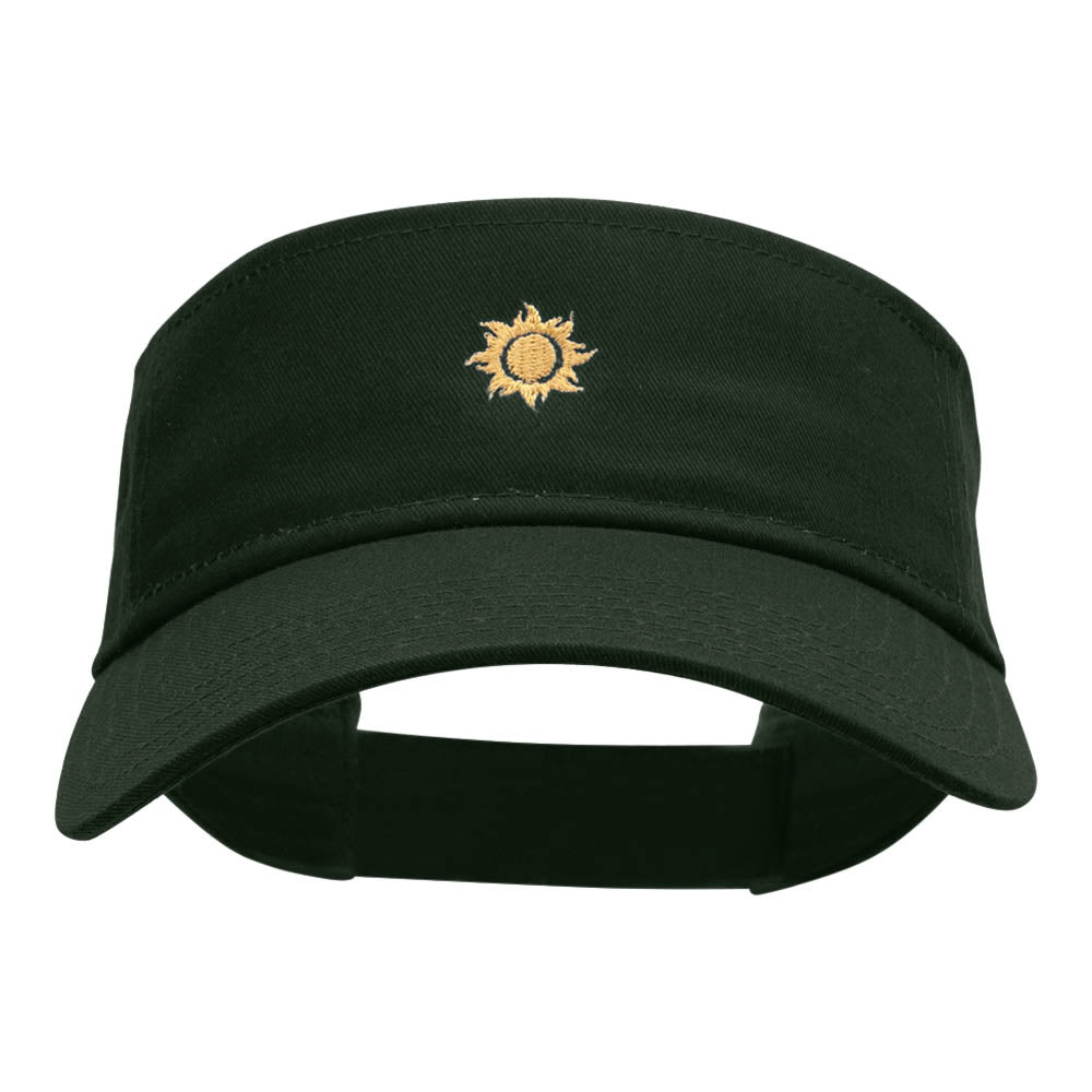 Mini Tribal Sun Embroidered Cotton Twill Visor - Dark Green OSFM