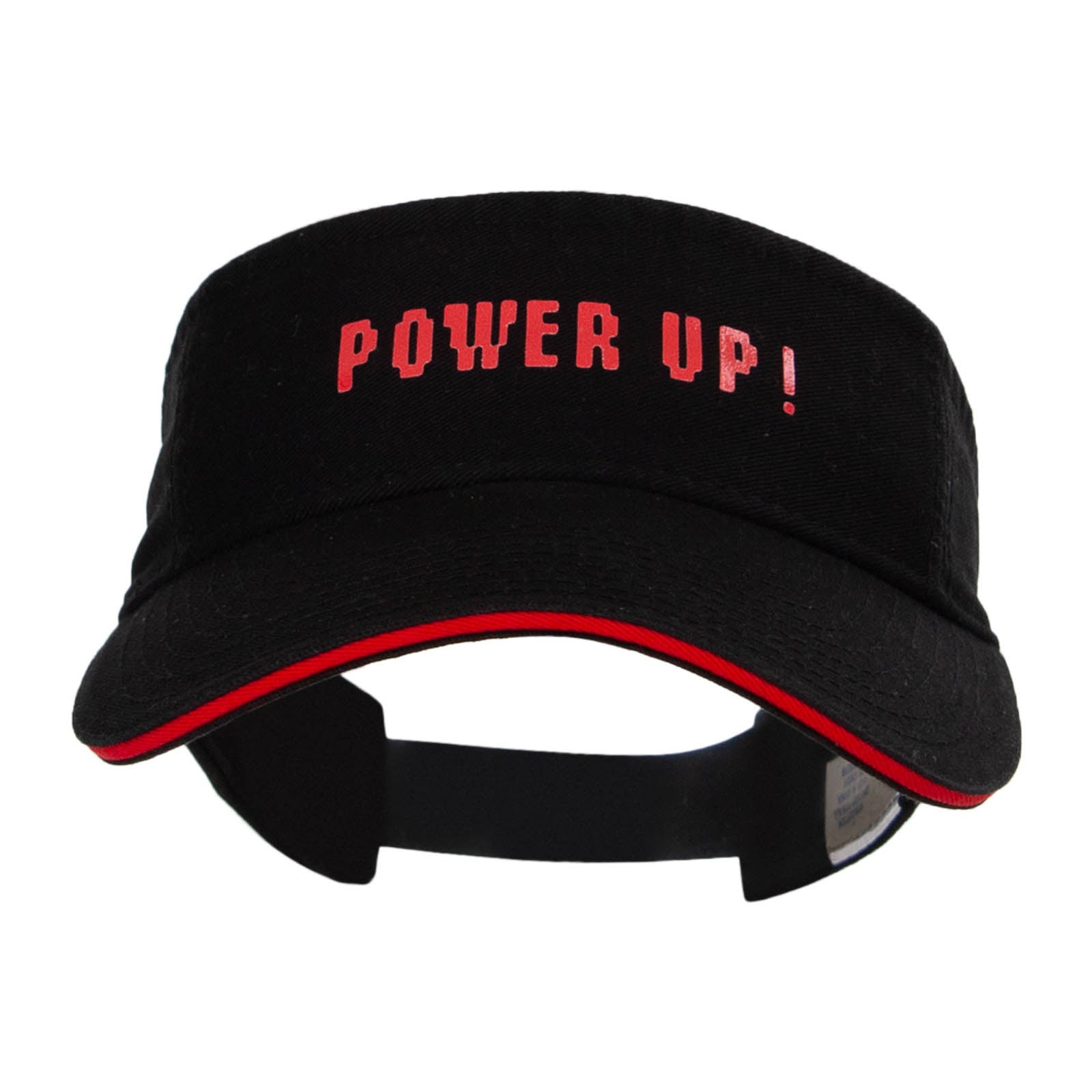 Heat Transfer Power Up! Prostyle Cotton Twill Washed Sandwich Visor - Black Red OSFM