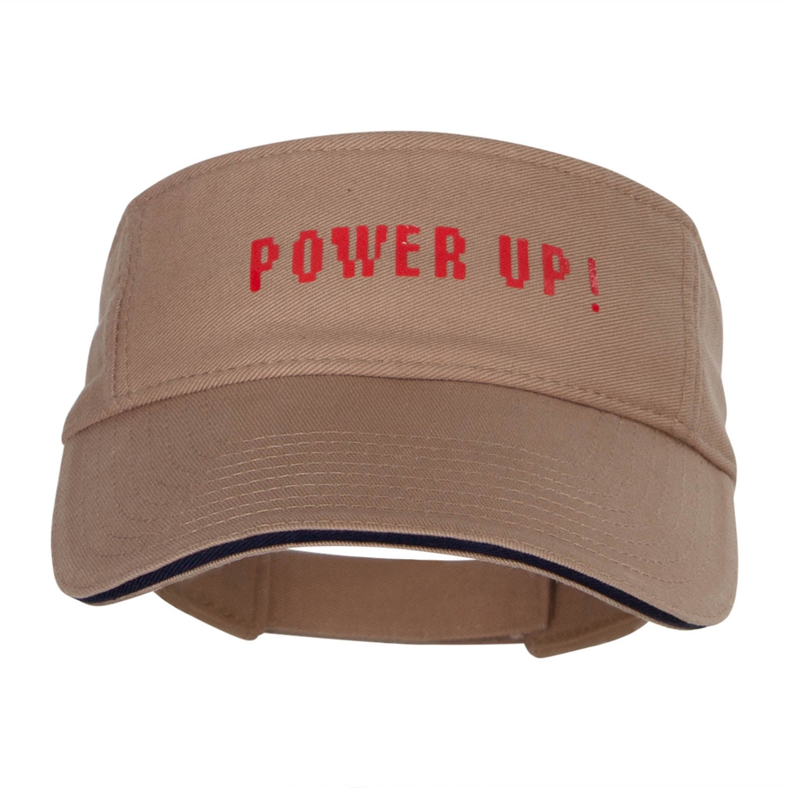 Heat Transfer Power Up! Prostyle Cotton Twill Washed Sandwich Visor - Khaki Navy OSFM