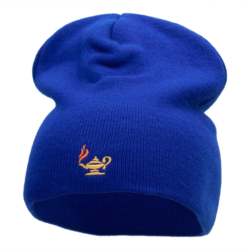 Oil Lamp Embroidered Short Beanie - Royal OSFM