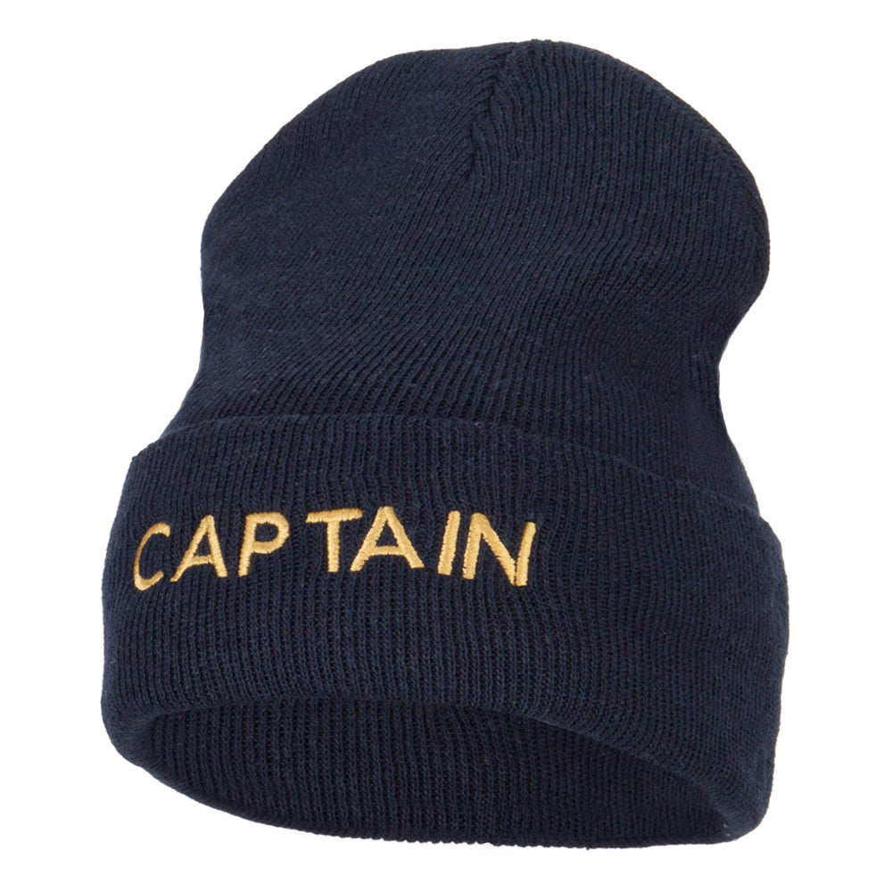 Captain Embroidered Stretch ECO Cotton Long Beanie - Navy XL-3XL