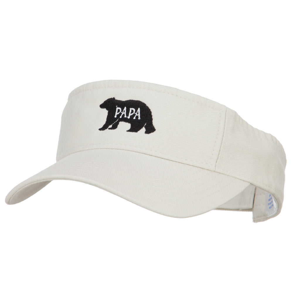 Papa Bear Embroidered Pro Style Cotton Washed Visor - Stone OSFM