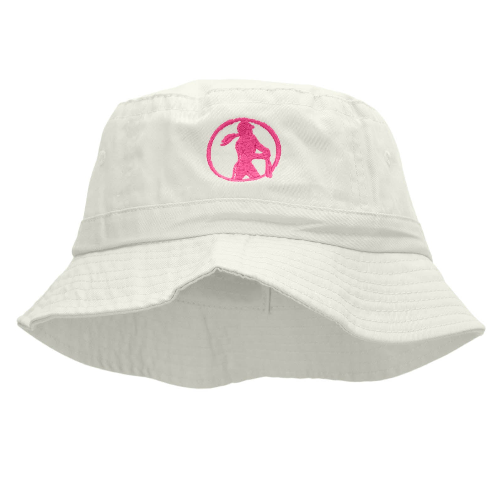 Softball Swing Embroidered Bucket Hat - White OSFM