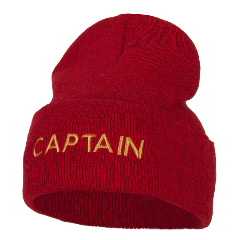 Captain Embroidered Stretch ECO Cotton Long Beanie - Red XL-3XL