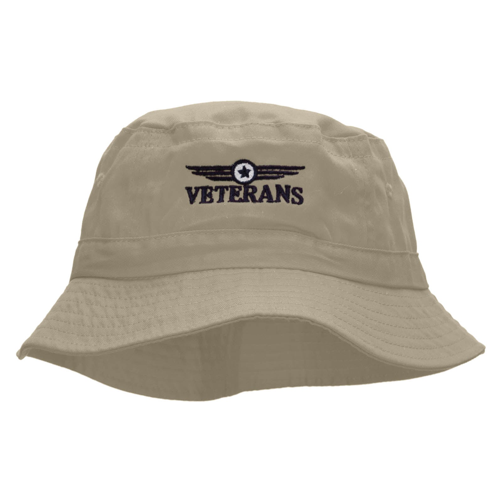 Veterans Badge Embroidered Bucket Hat - Natural OSFM