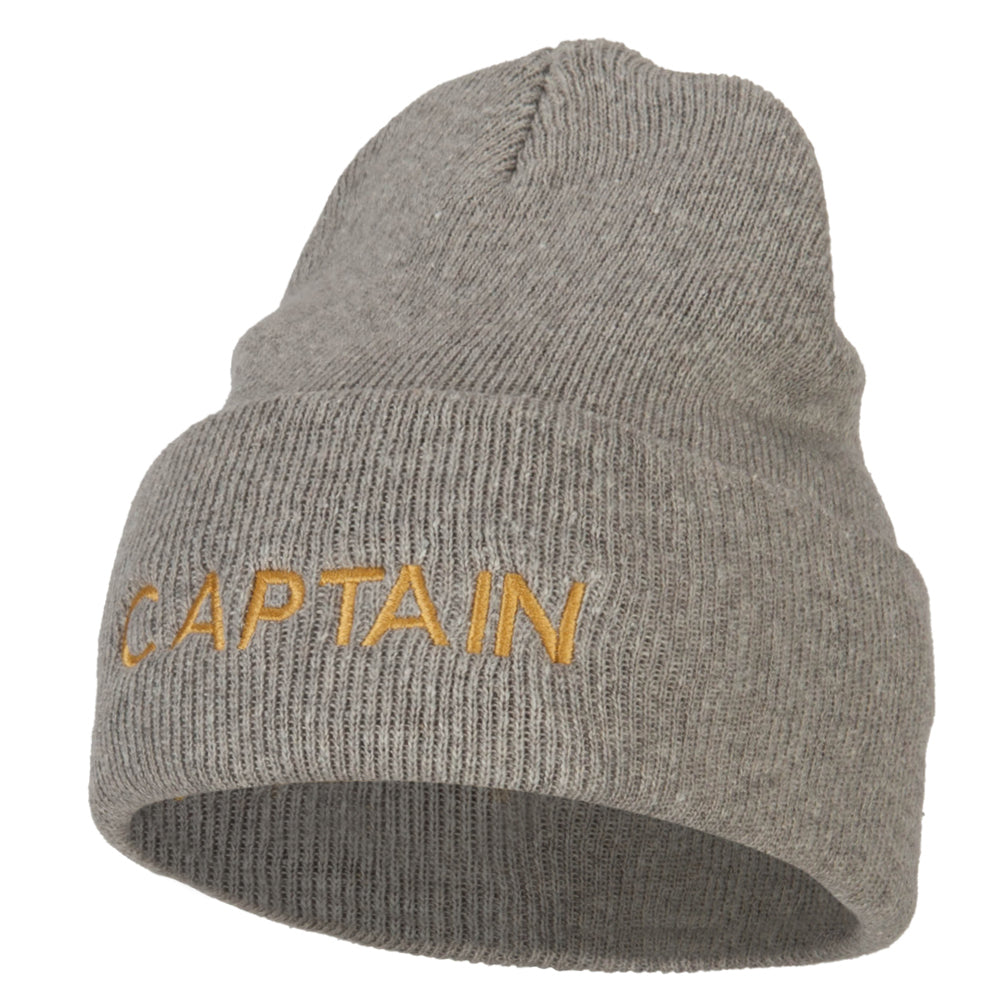 Captain Embroidered Stretch ECO Cotton Long Beanie - Grey XL-3XL