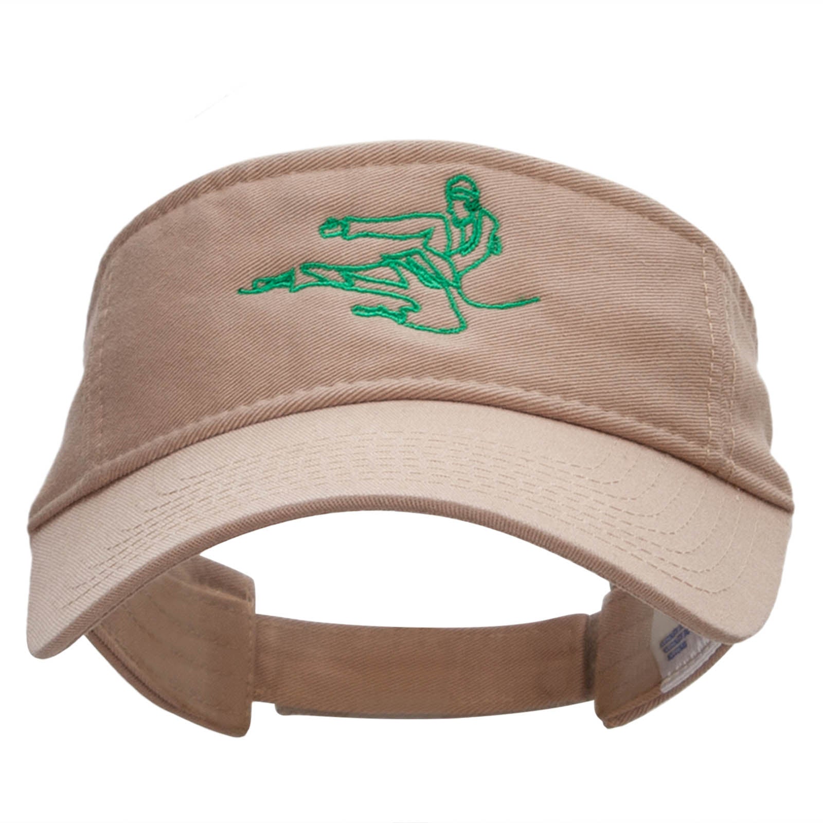 Wired Karate Kick Embroidered Pro Style Cotton Twill Washed Visor - Khaki OSFM