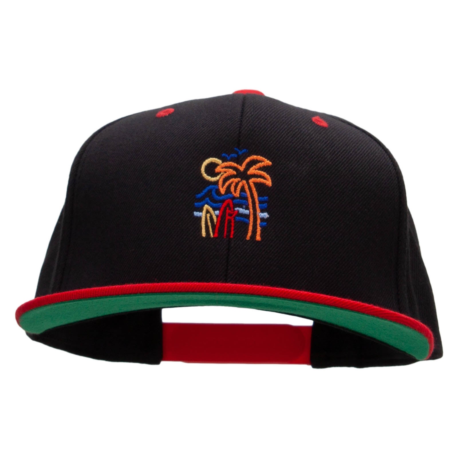 Summer Vibin Embroidered Wool Blend 2 Tone Classic Snapback - Black Red OSFM