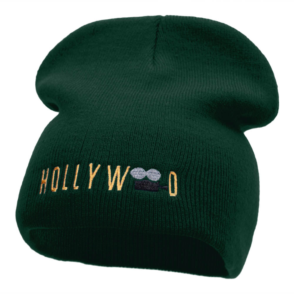 Hollywood Camera Embroidered Short Beanie - Dk Green OSFM