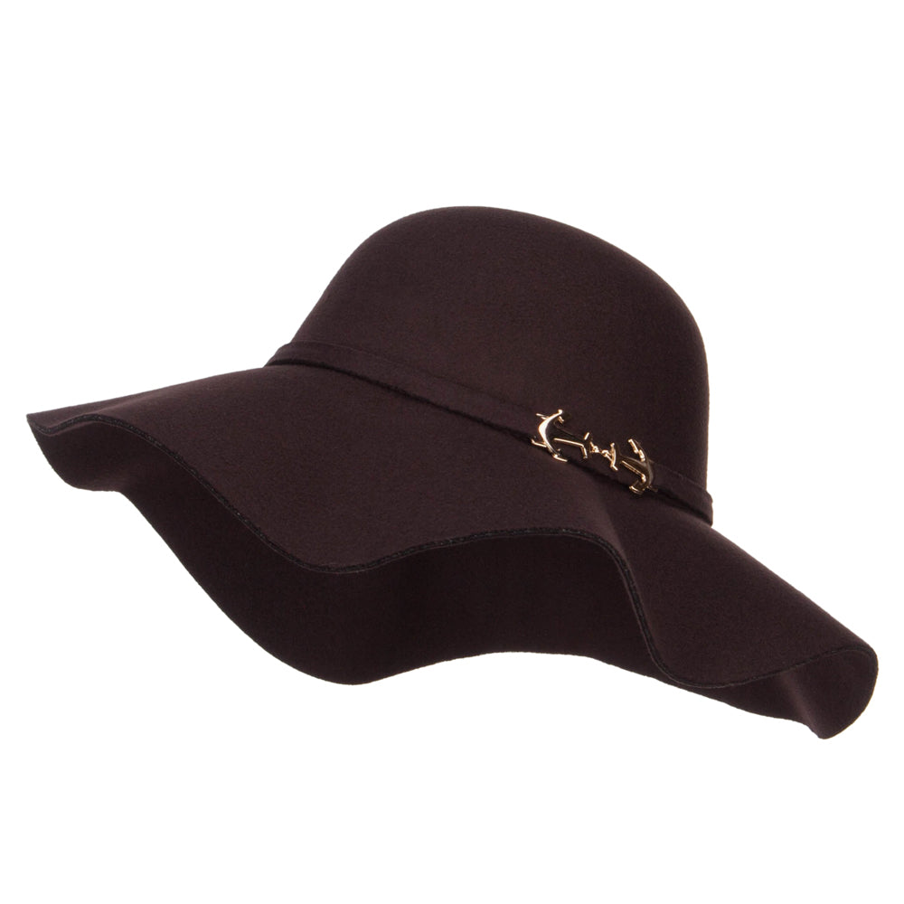 Poly Faux Felt Anchor Buckle Hat - Brown OSFM