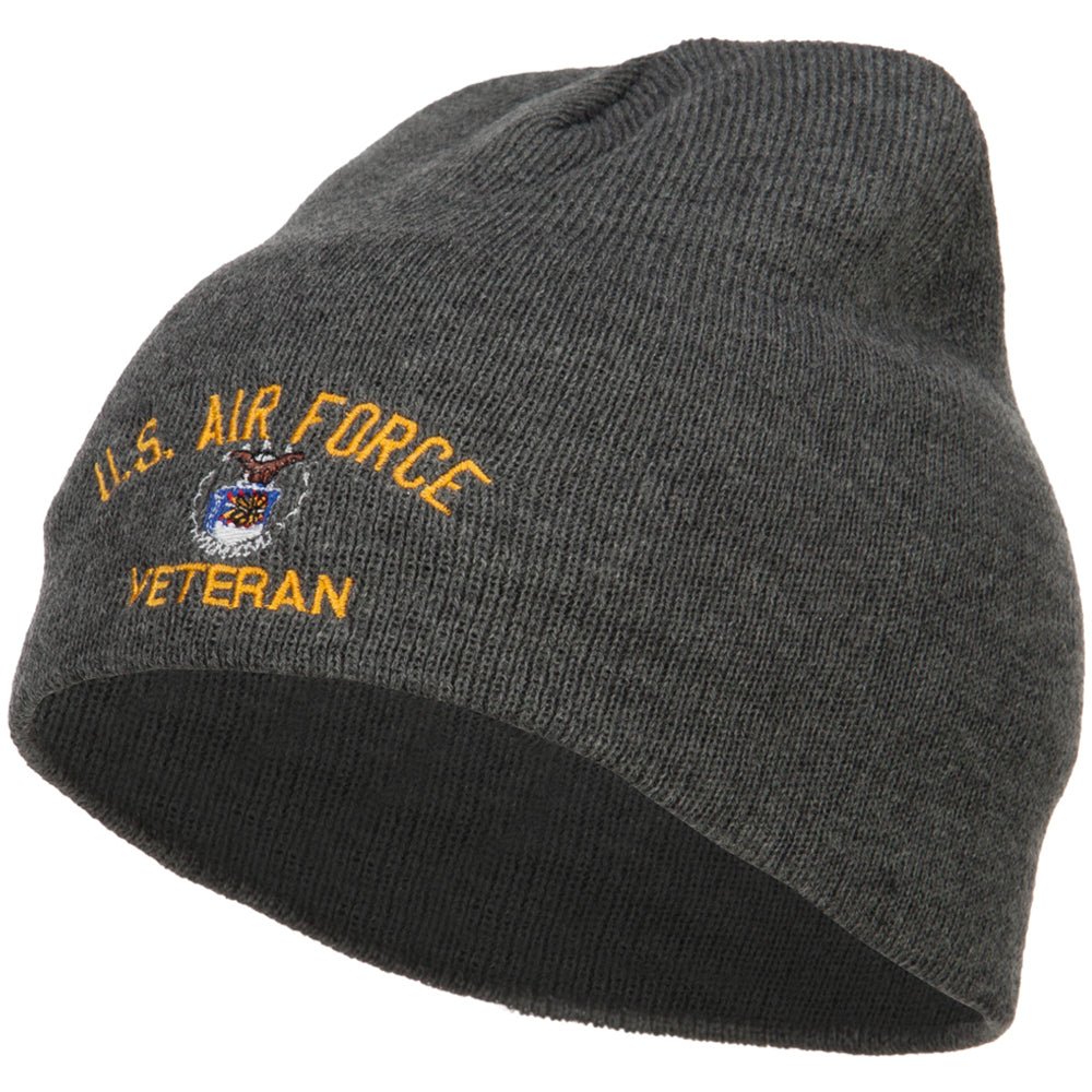 US Air Force Veteran Military Embroidered Short Beanie - Dk Grey OSFM