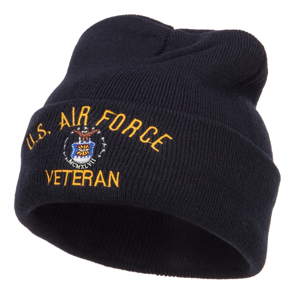 US Air Force Veteran Military Embroidered Long Beanie - Navy OSFM