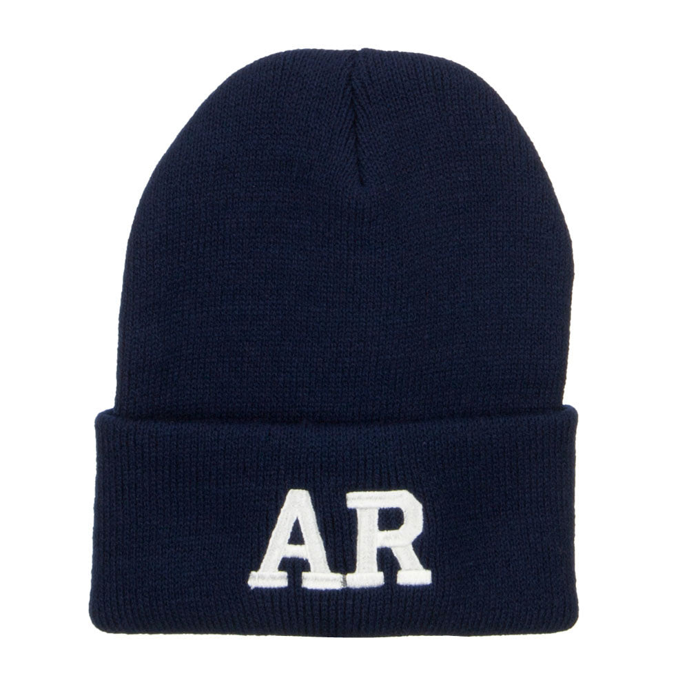 AR Arkansas State Embroidered Long Beanie - Navy OSFM