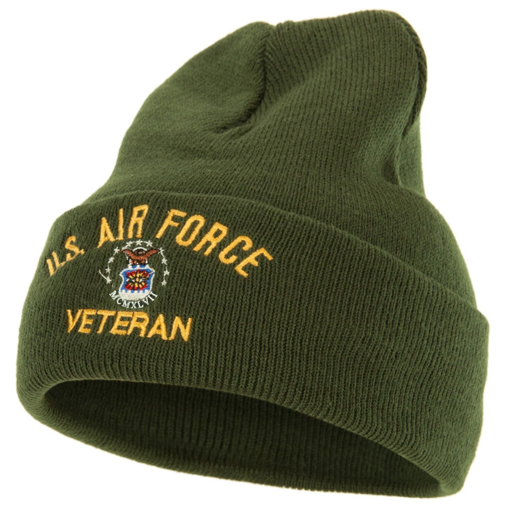 US Air Force Veteran Military Embroidered Long Beanie - Olive OSFM
