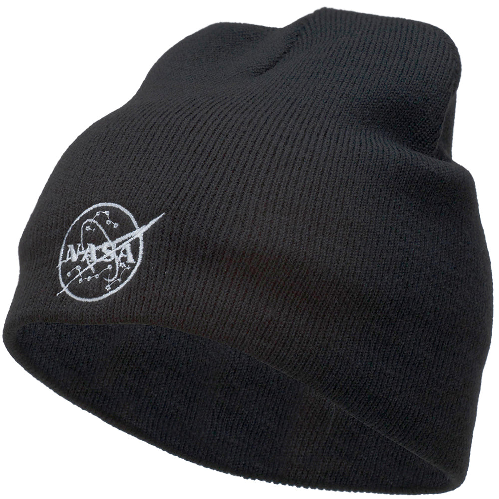 NASA Logo Outline Embroidered Short Beanie - Black OSFM