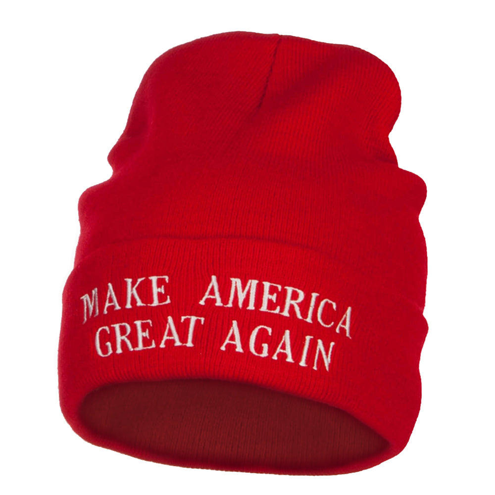 Make America Great Again Embroidered Long Beanie - Red OSFM