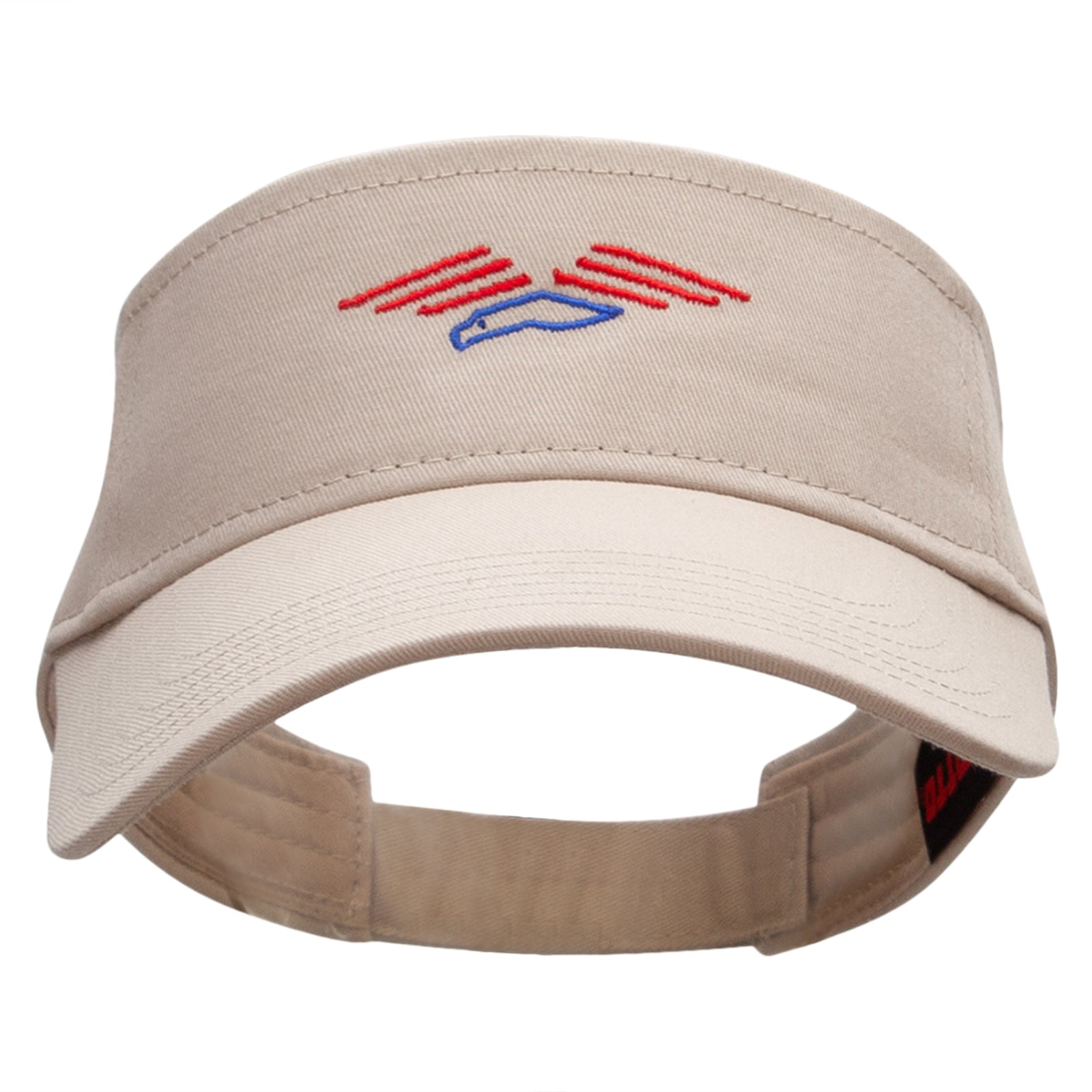 The Soaring Patriotic Eagle Embroidered Cotton Twill Sun Visor - Khaki OSFM