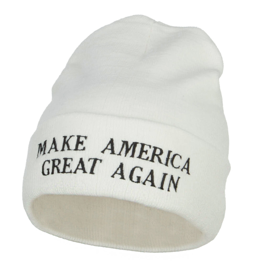 Make America Great Again Embroidered Long Beanie - White OSFM